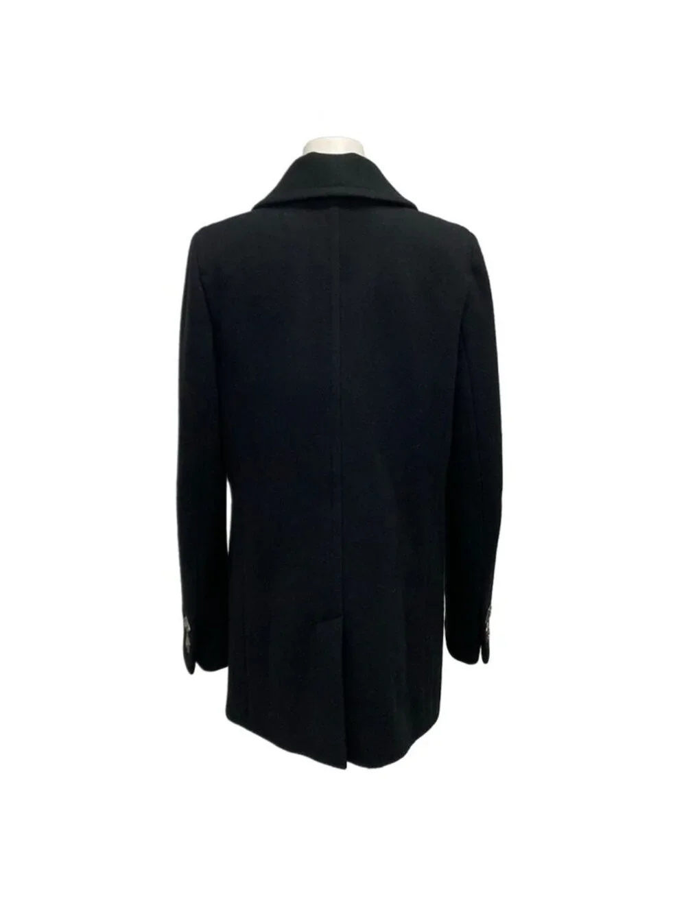 Chanel Coat 38 M Black Square Button Wool